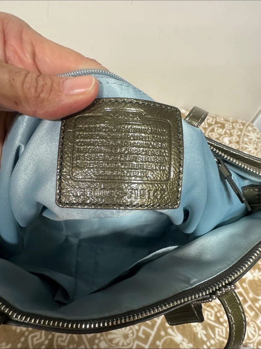 COACH Olive Leather Tote with Signature Charm